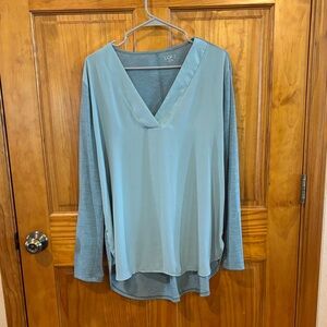 LOFT Dusty Blue V-Neck Layered Tunic